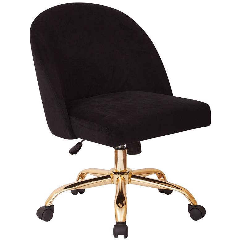 Layton Black Velvet Mid-Back Adjustable Swivel Office Chair