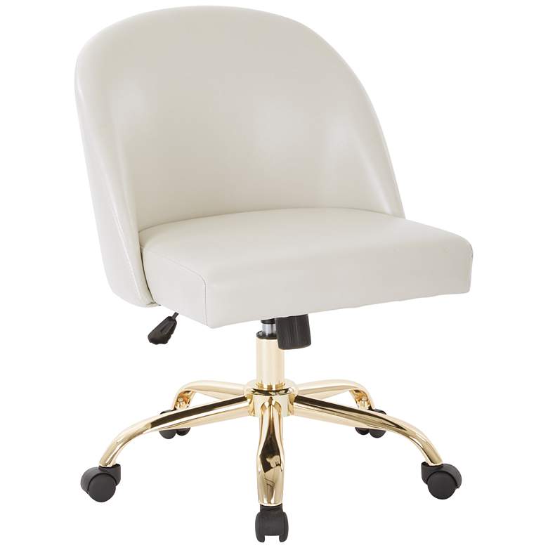 Image 1 Layton Cream Faux Leather Mid-Back Swivel Office Chair