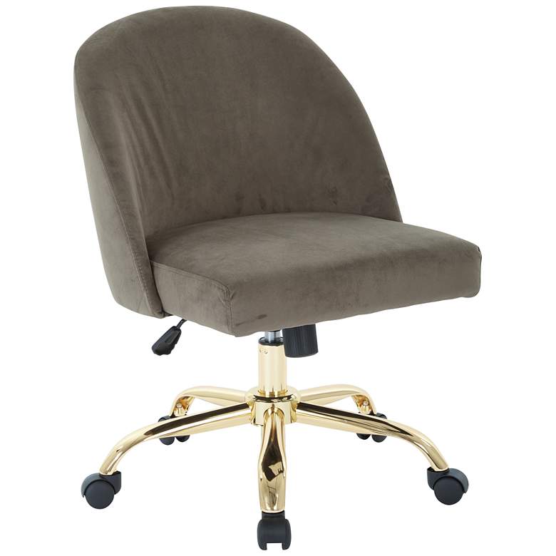 Image 1 Layton Otter Velvet Mid-Back Adjustable Swivel Office Chair
