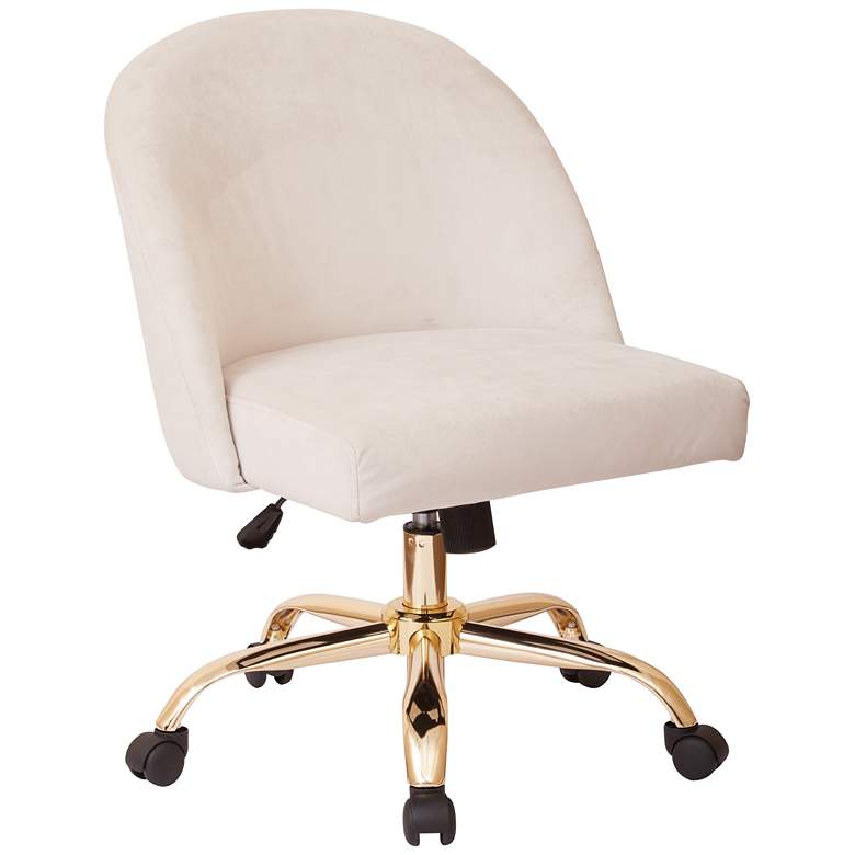 Image 1 Layton Oyster Velvet Mid-Back Adjustable Swivel Office Chair