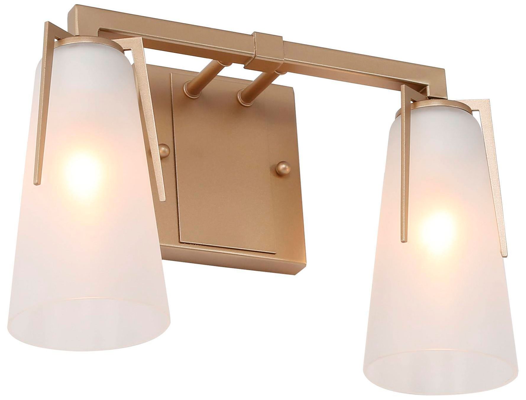 Lazia 13.8"W 2-Light Gold Frosted Glass Bathroom Vanity Light