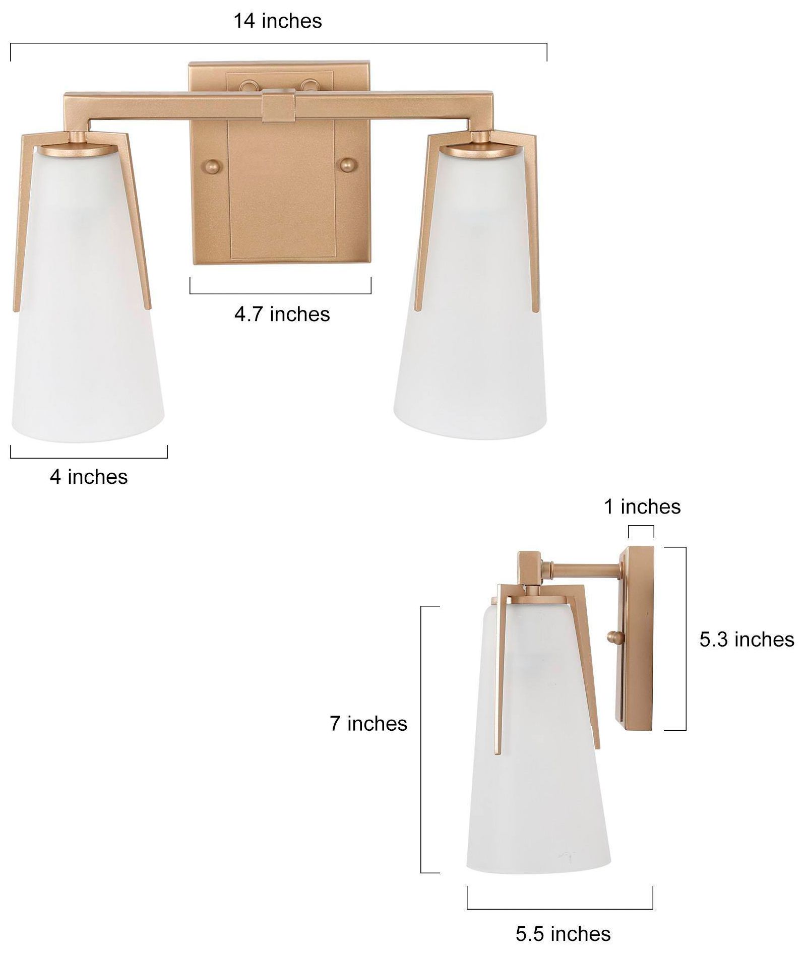 Image 2 Lazia 13.8"W 2-Light Gold Frosted Glass Bathroom Vanity Light more views