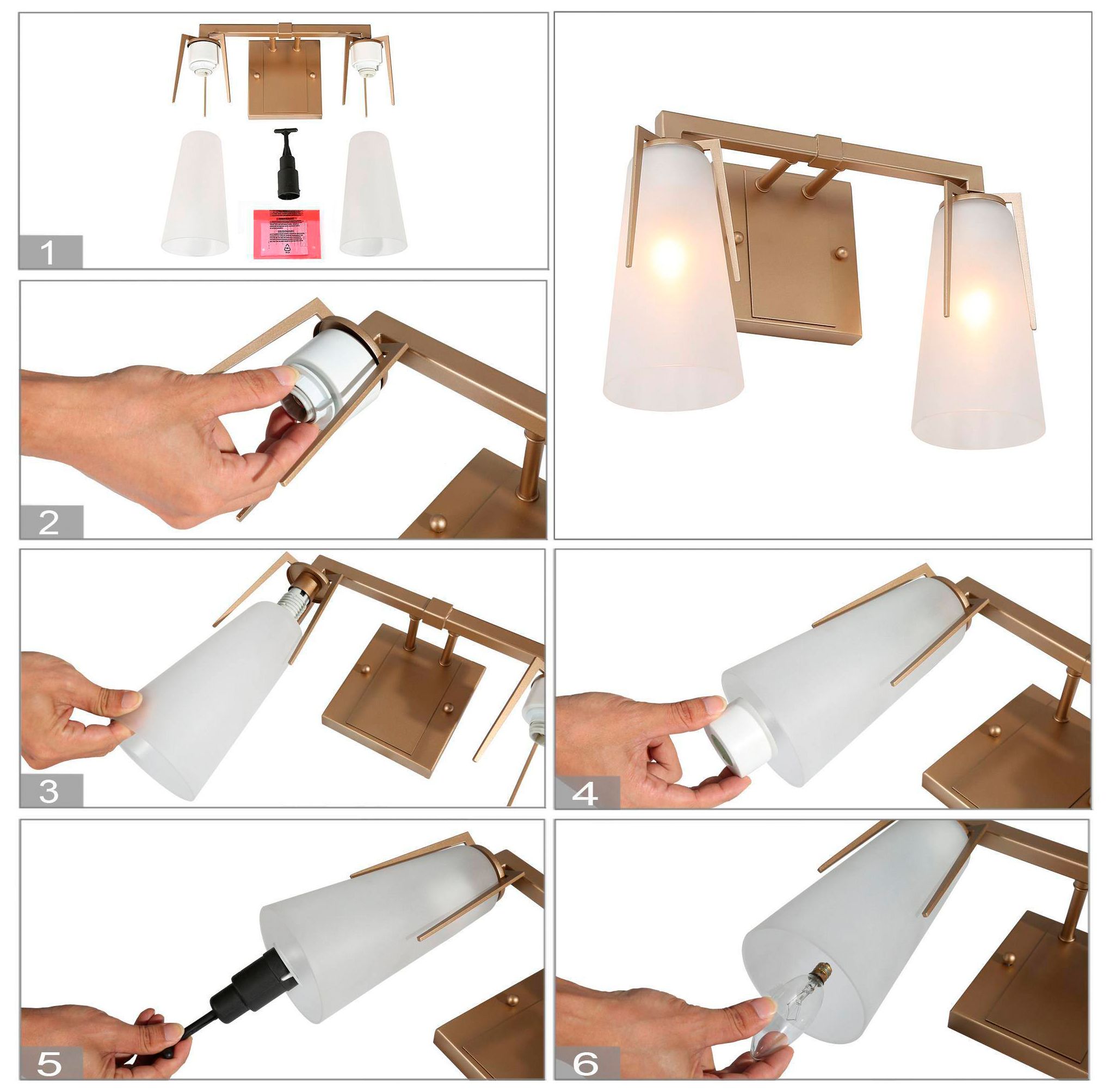 Image 5 Lazia 13.8"W 2-Light Gold Frosted Glass Bathroom Vanity Light more views