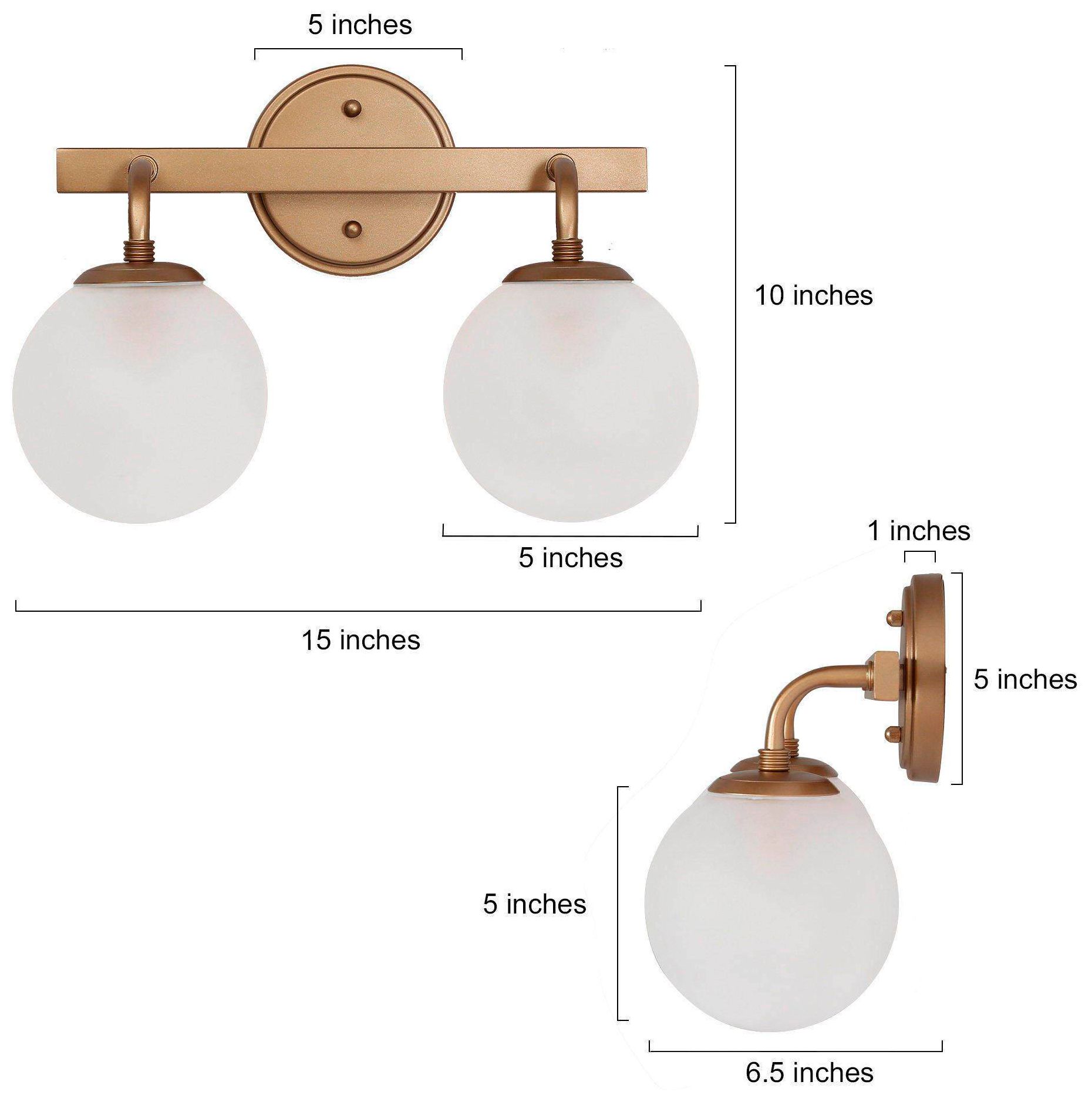 Image 2 Lazia 15"W 2-Light Gold Frosted Glass Bathroom Vanity Light more views