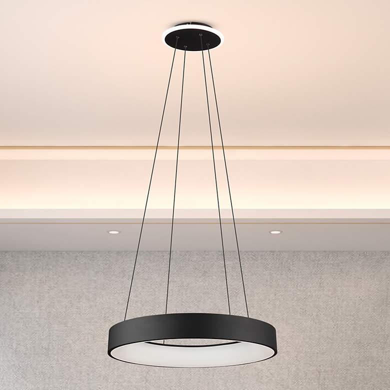 Image 1 Lazio 23.5" Wide Black Chandelier With Black Iron Shade