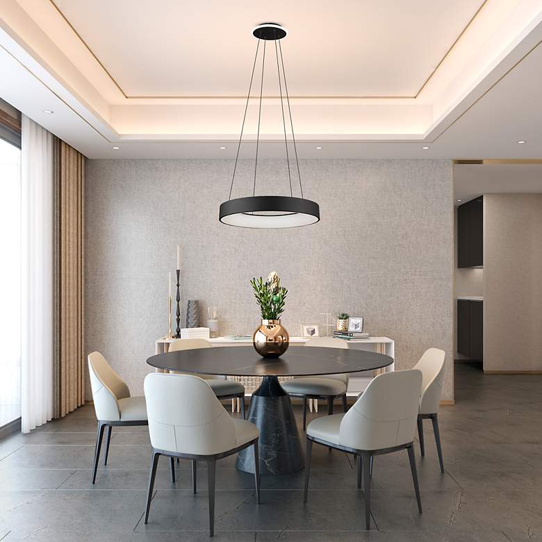 Image 6 Lazio 23.5" Wide Black Chandelier With Black Iron Shade more views