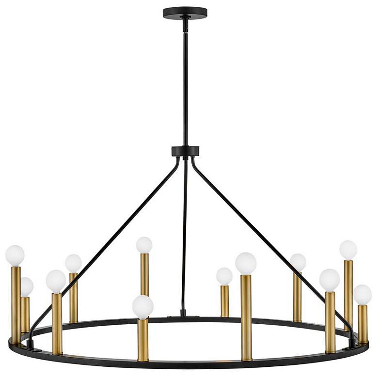 Image 1 Lazlo 38" Wide Black Metal 12-Light Ring Chandelier
