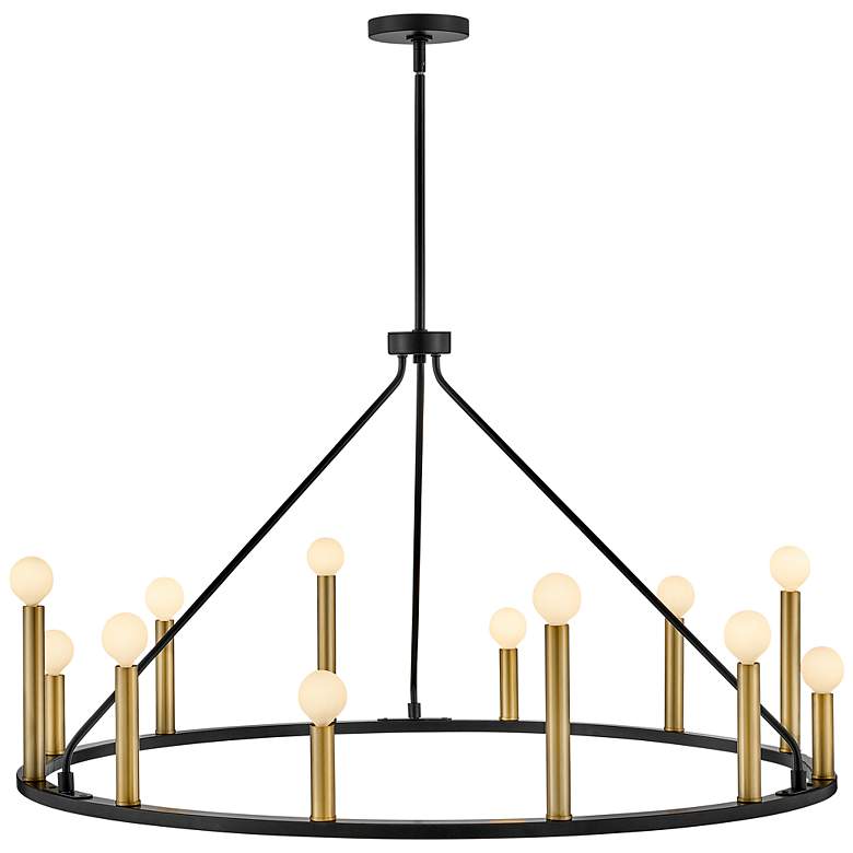 Image 2 Lazlo 38" Wide Black Metal 12-Light Ring Chandelier more views