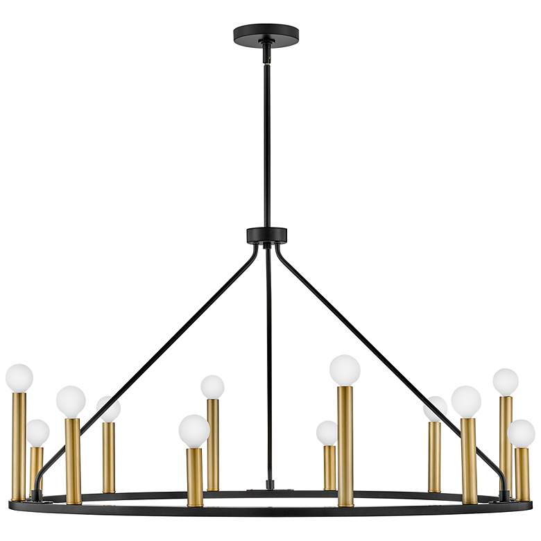 Image 3 Lazlo 38" Wide Black Metal 12-Light Ring Chandelier more views