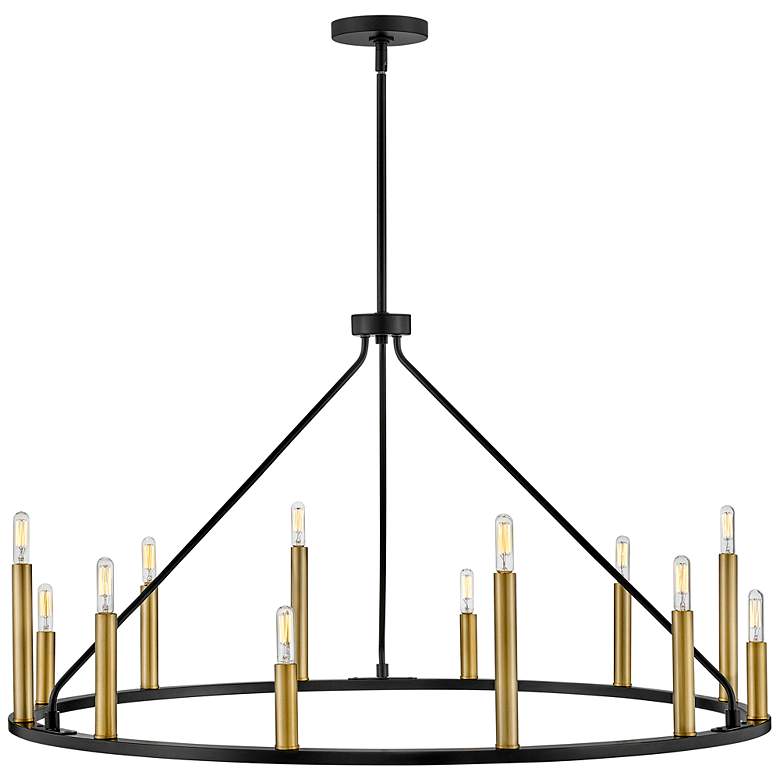 Image 5 Lazlo 38" Wide Black Metal 12-Light Ring Chandelier more views