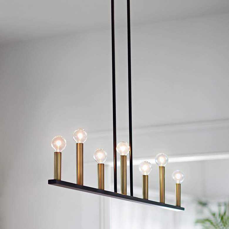 Image 2 Lazlo 40" Wide Black 7-Light Linear Chandelier