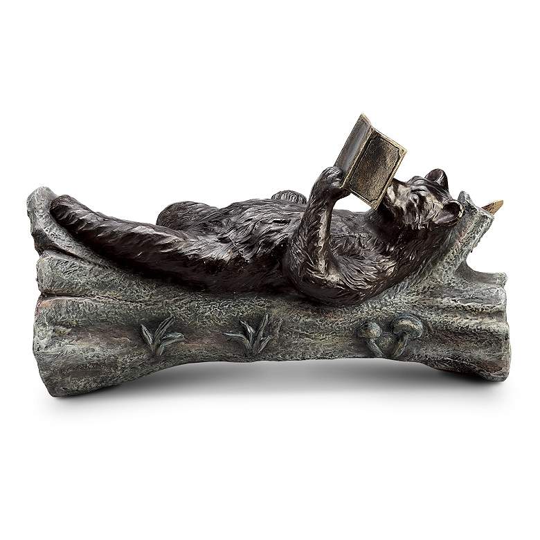 Image 3 Lazy Reader 25" Wide Indoor-Outdoor Black Bear Statue more views
