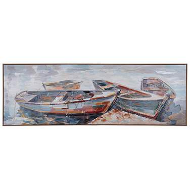Lazy Summer Days Boat Dock Art Print On Canvas Framed