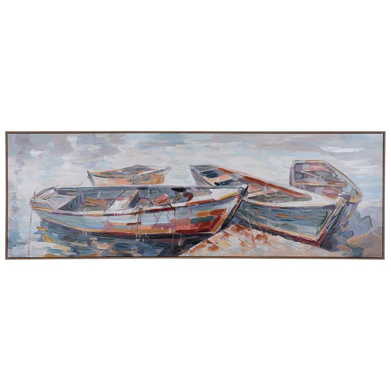 Image 1 Lazy Summer Days Boat Dock Art Print On Canvas Framed