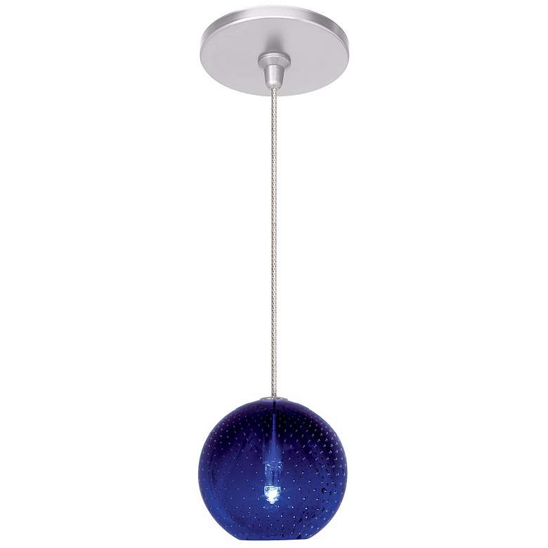 Image 1 LBL Bull&#233; 4 inch Wide Blue Nickel Globe Mini Pendant