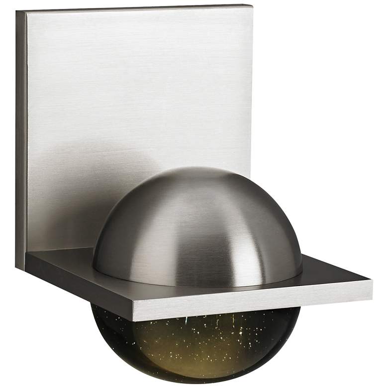 Image 1 LBL Sphere 6 3/4 inch High Satin Nickel Smoke LED Wall Sconce