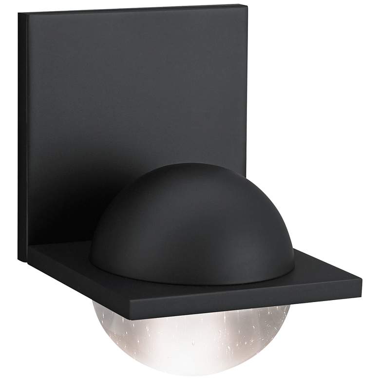 Image 1 LBL Sphere 6 3/4 inchH Rubberized Black Clear LED Wall Sconce