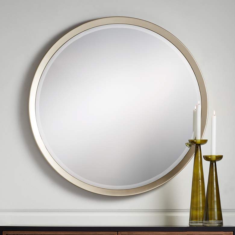 Image 2 Le'Maille Shiny Soft Gold 32" Round Wall Mirror