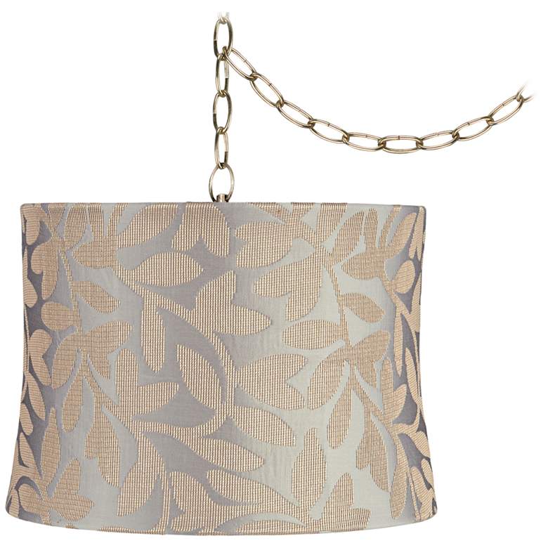 Image 1 Le Mans 14" Wide Antique Brass Plug-In Swag Chandelier