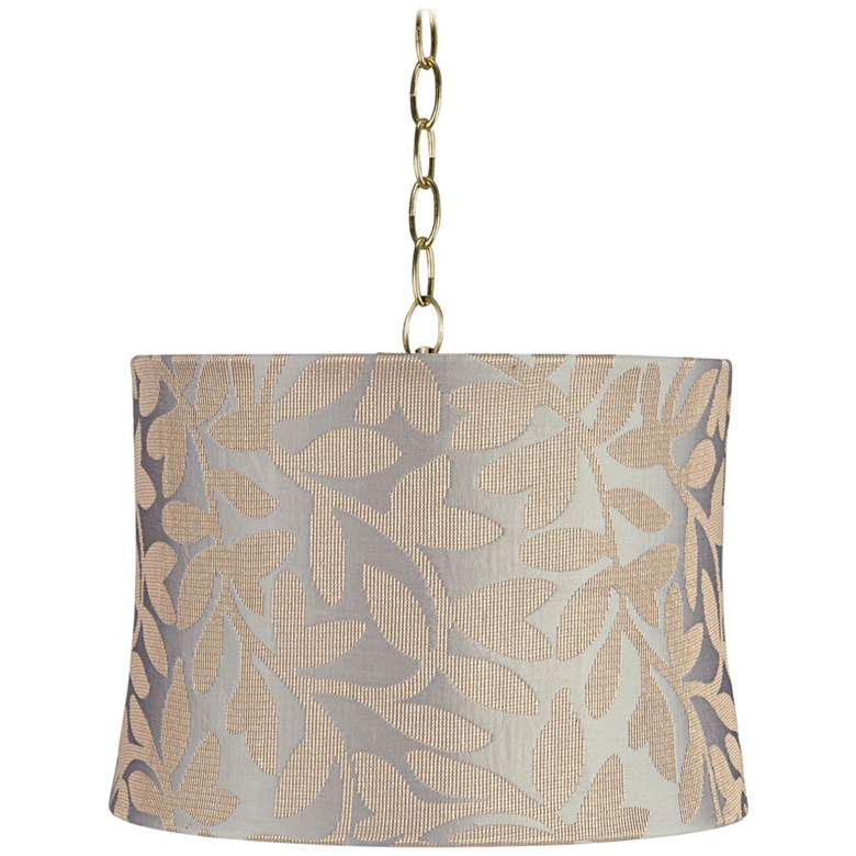 Image 1 Le Mans 14 inch Wide Antique Brass Shaded Pendant Light
