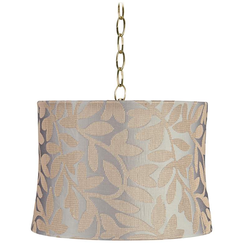 Image 1 Le Mans 14" Wide Antique Brass Shaded Pendant Light