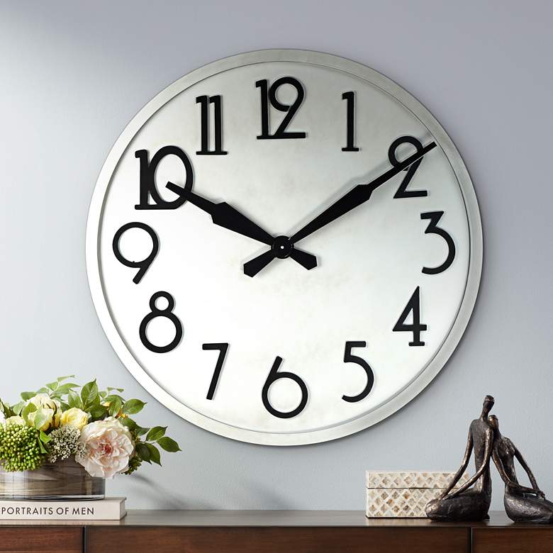Le Noir 33&quot; Wide Gray and Black Metal Wall Clock