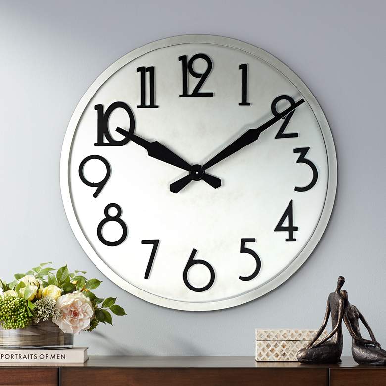 Image 1 Le Noir 33 inch Wide Gray and Black Metal Wall Clock