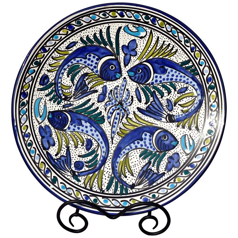 Image 1 Le Souk Ceramique Aqua Fish Design Round Platter