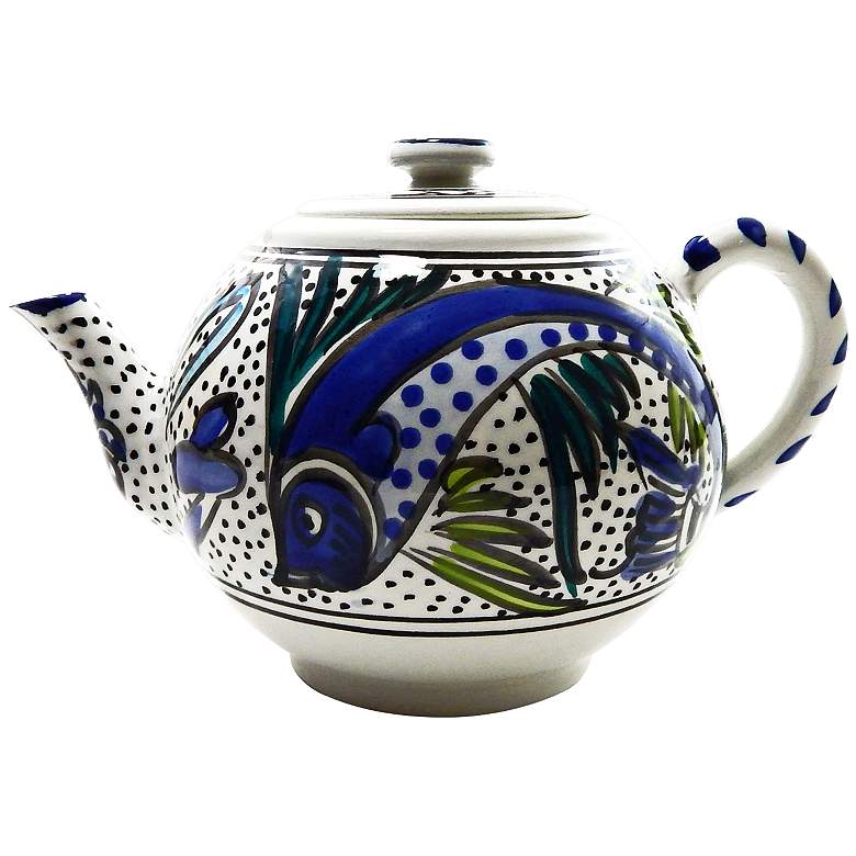 Image 1 Le Souk Ceramique Aqua Fish Design Teapot