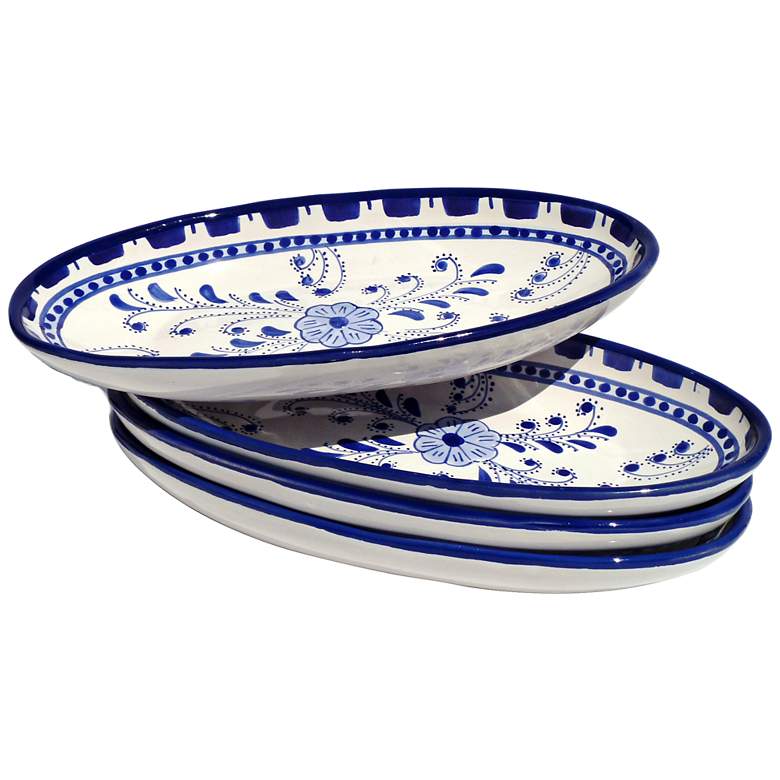 Image 1 Le Souk Ceramique Azoura Set of 4 Small Oval Platters
