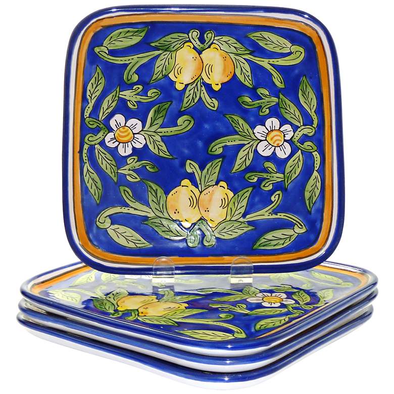 Image 1 Le Souk Ceramique Citronique Design Set of 4 Square Plates