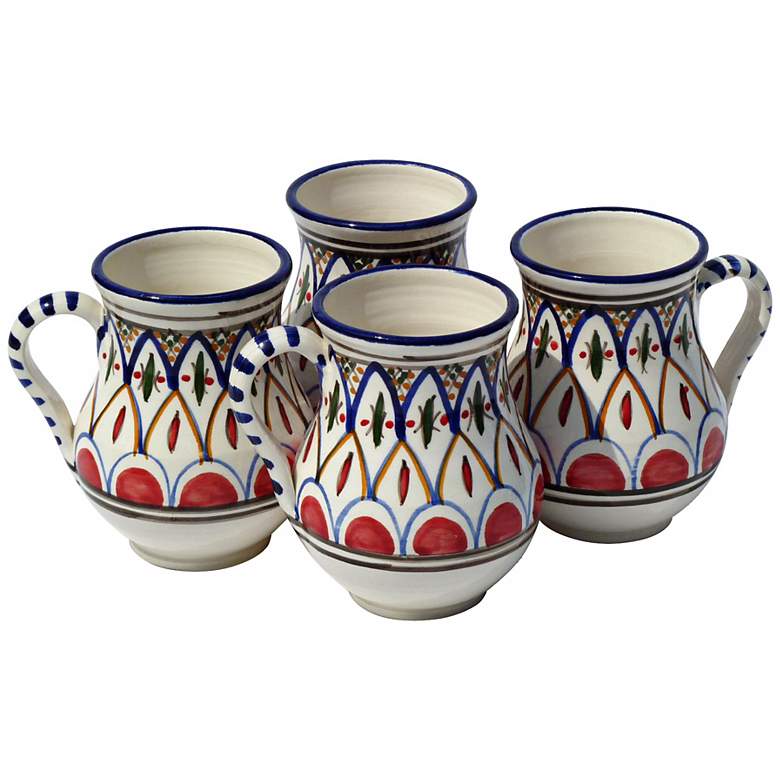 Image 1 Le Souk Ceramique Set of 4 Tabarka Design Large Mugs