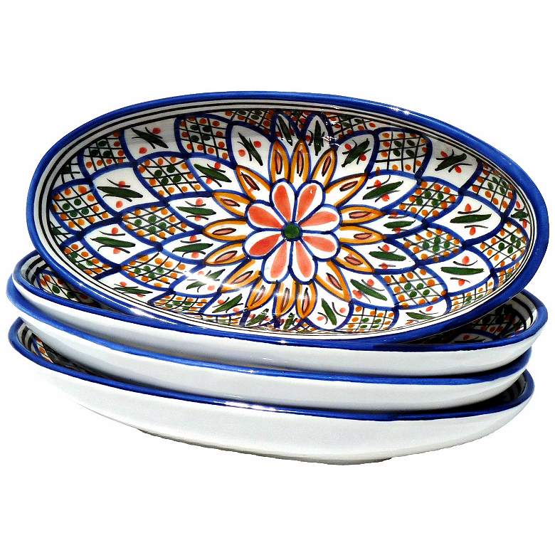 Image 1 Le Souk Ceramique Set of 4 Tabarka Small Oval Platters