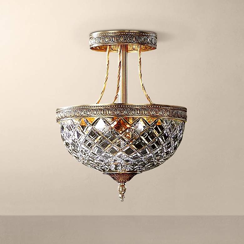 Image 1 Lead Crystal 12 1/2 inch High Ceiling Light