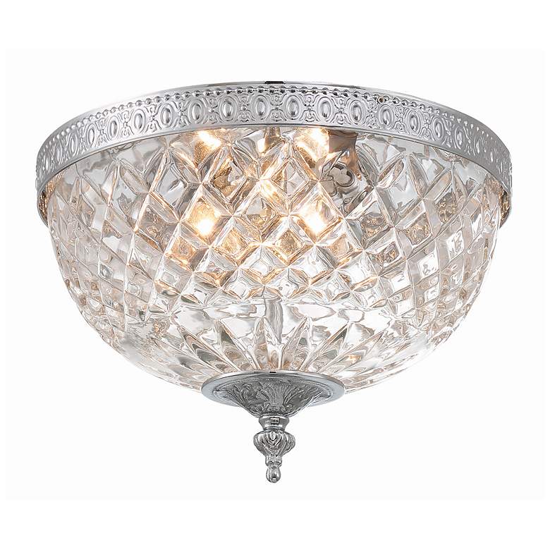 Image 2 Lead Crystal 12 inch Wide Flushmount Ceiling Light Fixture