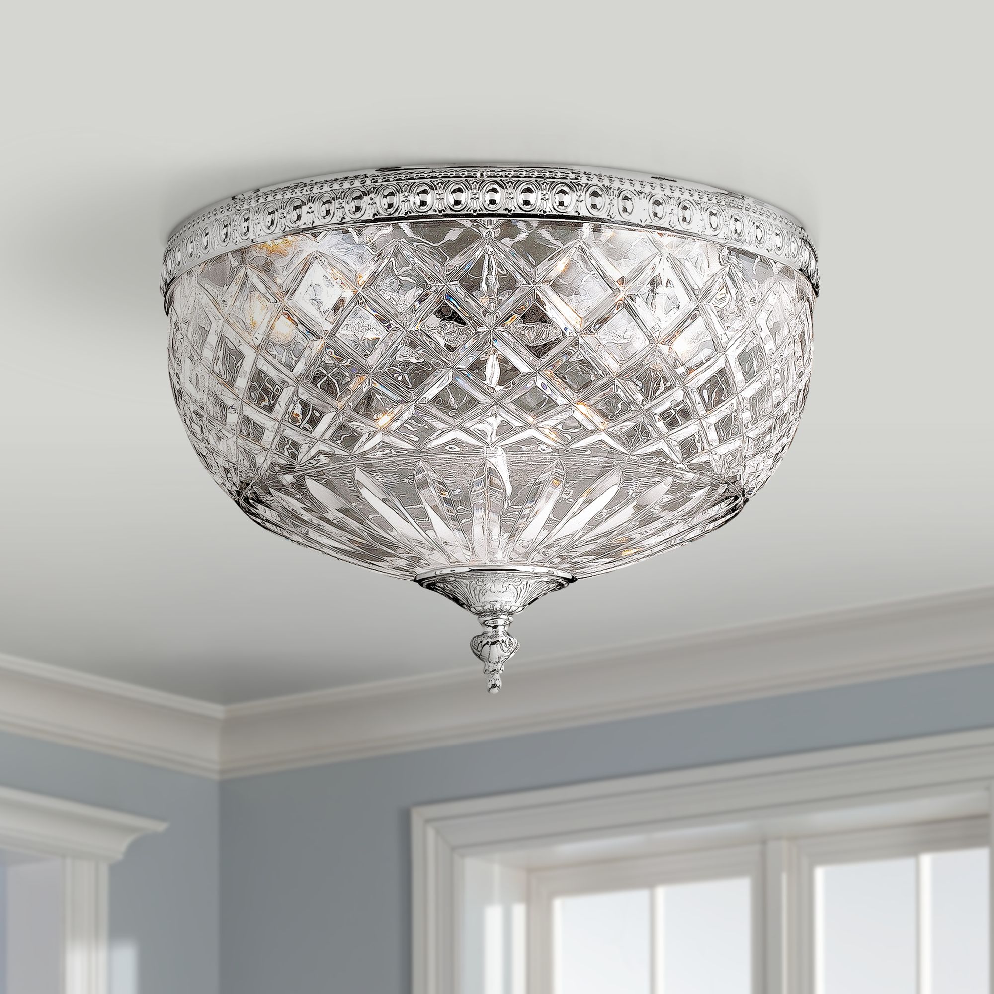 crystal flush mount ceiling light fixture