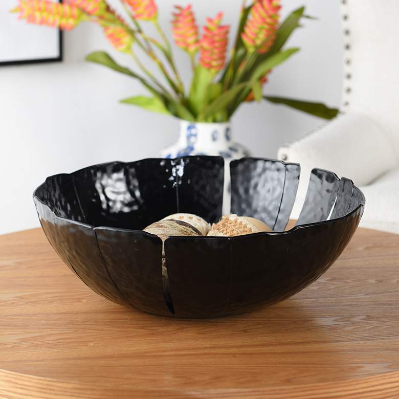 Image 1 Leaf 16" Wide Black Table Top Decorative Bowl