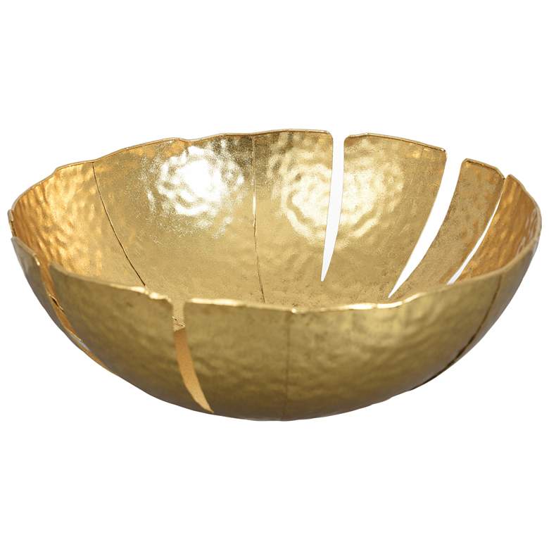 Image 1 Leaf 16" Wide Gold Table Top Decorative Bowl