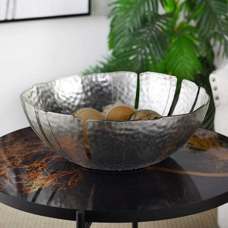 Image 1 Leaf 16" Wide Silver Table Top Decorative Bowl