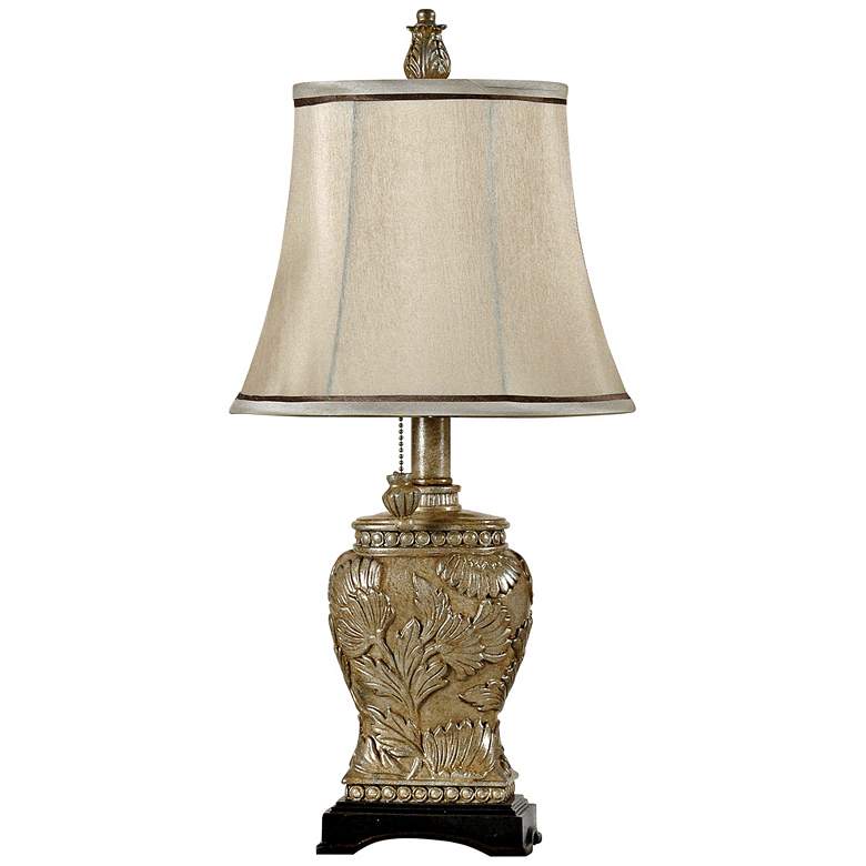 Image 2 Leaf and Flower 21" Beige and Champagne Finish Mini Accent Table Lamp