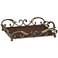 Leaf and Vine 19 1/2" Wide Iron and Wood Serving Tray