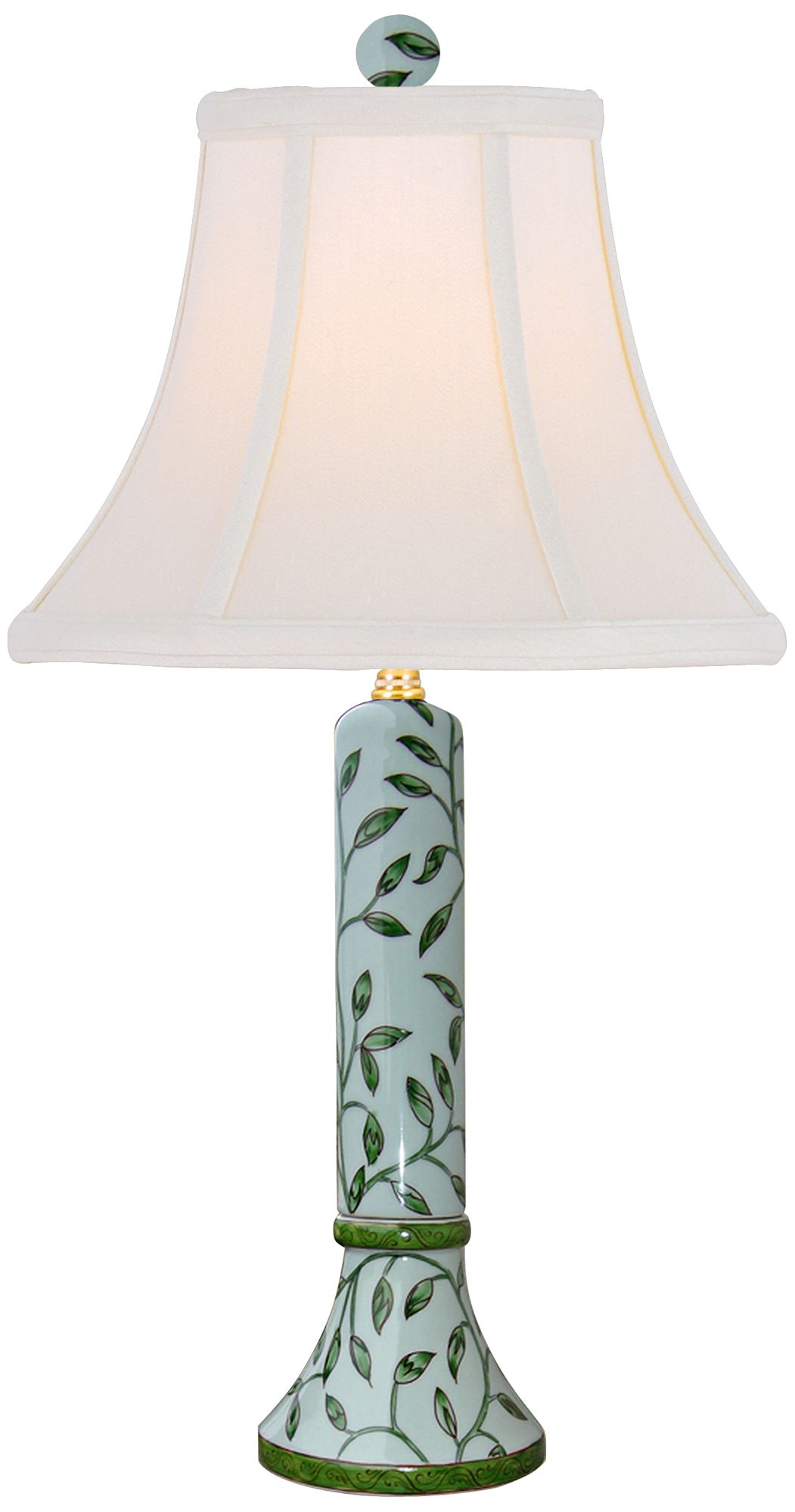 Leaf and Vine Hand-Painted Ceramic Vase Table Lamp - #2Y628