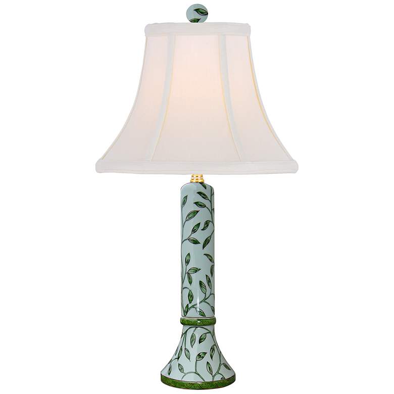 Image 1 Leaf and Vine Hand-Painted Ceramic Vase Table Lamp