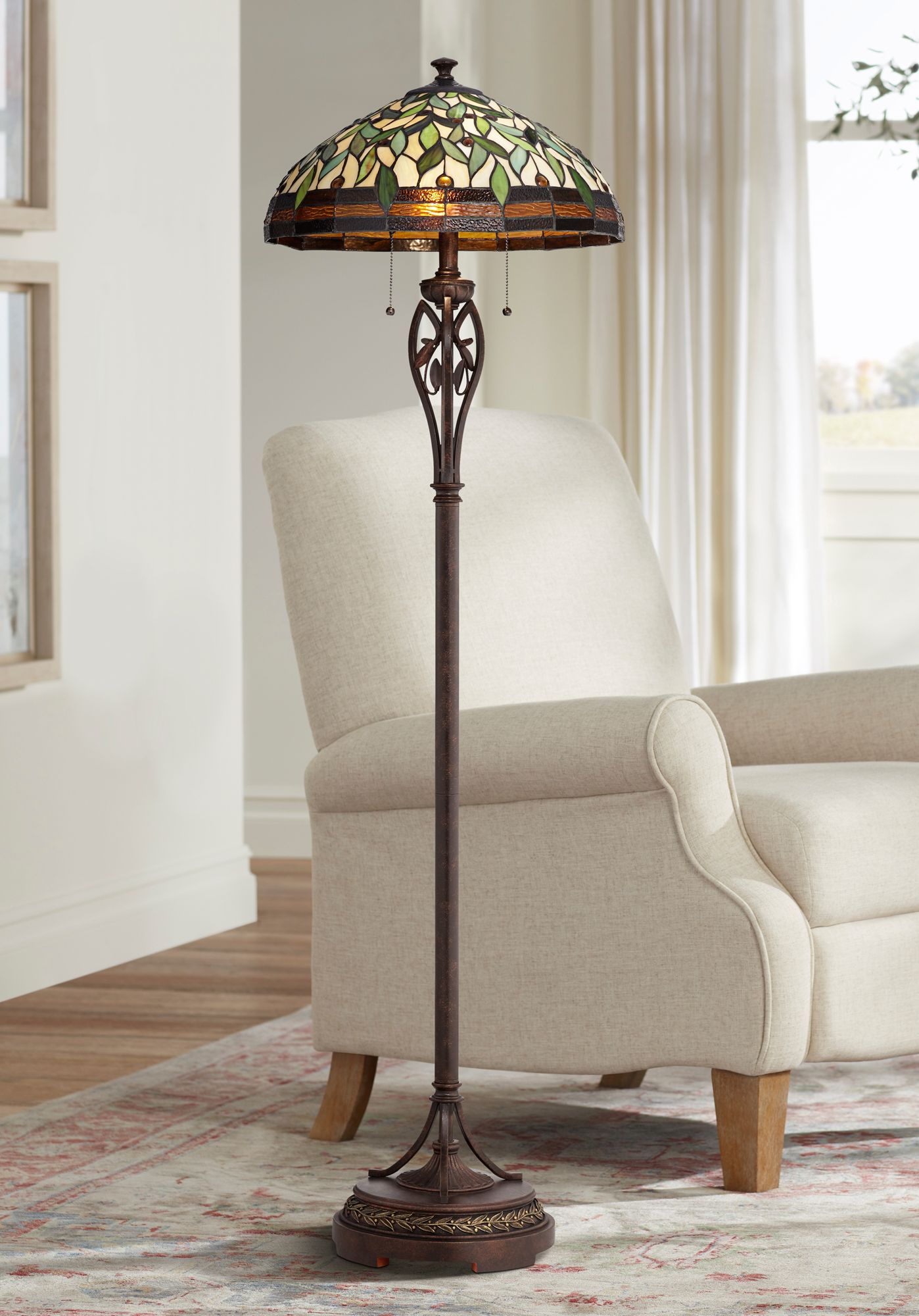 green floor standing lamp