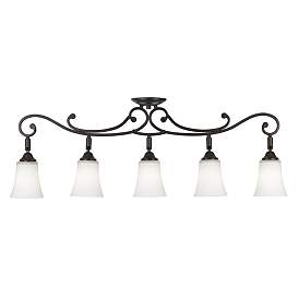 Image1 of Leaf and Vine White  Glass 5 Light Track Fixture with LED Bulbs