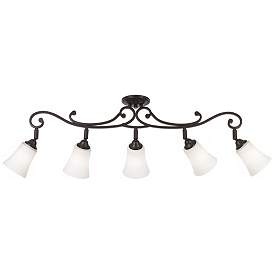 Image4 of Leaf and Vine White  Glass 5 Light Track Fixture with LED Bulbs more views