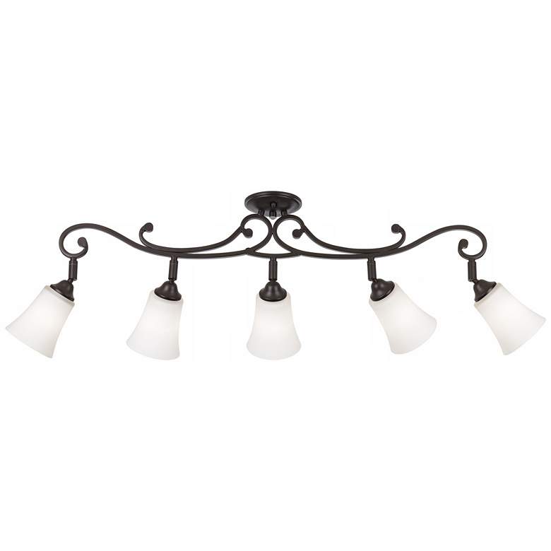 Image 4 Leaf and Vine White  Glass 5 Light Track Fixture with LED Bulbs more views