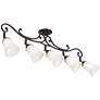 Leaf and Vine White  Glass 5 Light Track Fixture with LED Bulbs