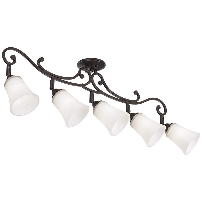 Image 6 Leaf and Vine White  Glass 5 Light Track Fixture with LED Bulbs more views