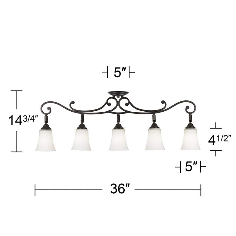Image 7 Leaf and Vine White  Glass 5 Light Track Fixture with LED Bulbs more views